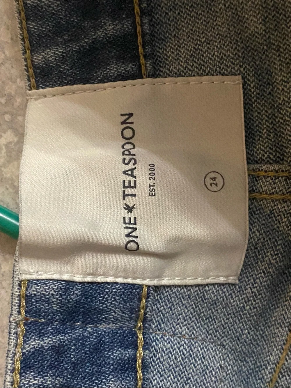 One Teaspoon Denim 720s Long Length Shorts Wide Leg Front Shadow Patch Detail